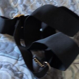 Chic Black Women's Belt with Gold Buckle